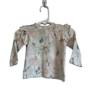 Grayson Mini long sleeve knit top ruffled tie dye sweatshirt gray cozy 0-3 mo